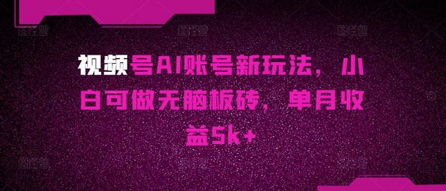 视频号AI账号新玩法，小白可做无脑板砖，单月收益5k+-微众资源