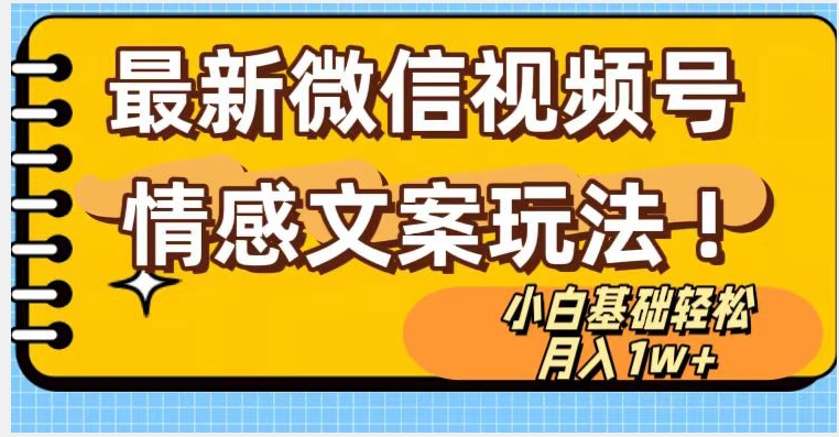 微信视频号情感文案最新玩法，小白轻松月入1万+无脑搬运【揭秘】-微众资源