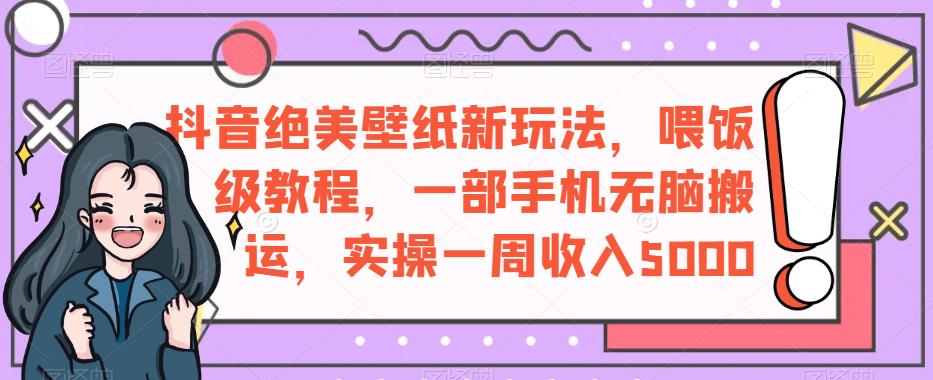 抖音绝美壁纸新玩法：喂饭级教程，一周轻松收入5000【实操指南】/-微众资源