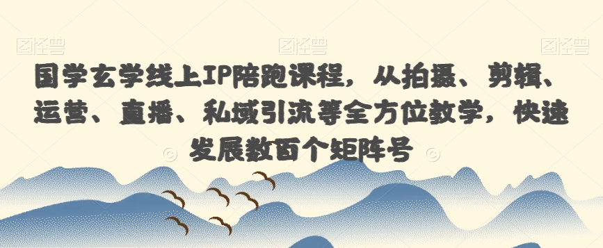 国学玄学线上IP陪跑课程，从拍摄、剪辑、运营、直播、私域引流等全方位教学，快速发展数百个矩阵号-微众资源