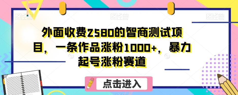 外面收费2580的智商测试项目，一条作品涨粉1000+，暴力起号涨粉赛道【揭秘】-微众资源