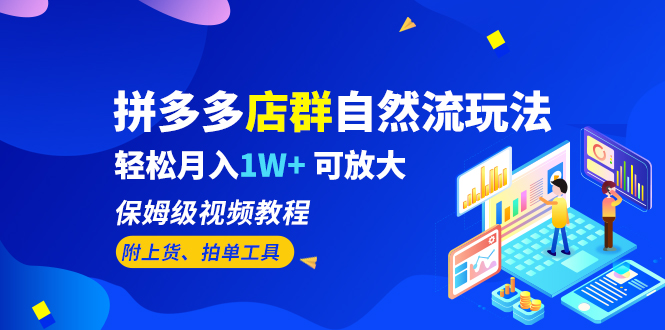 拼多多店群自然流玩法，轻松月入1W+ 保姆级视频教程（附上货、拍单工具）-微众资源