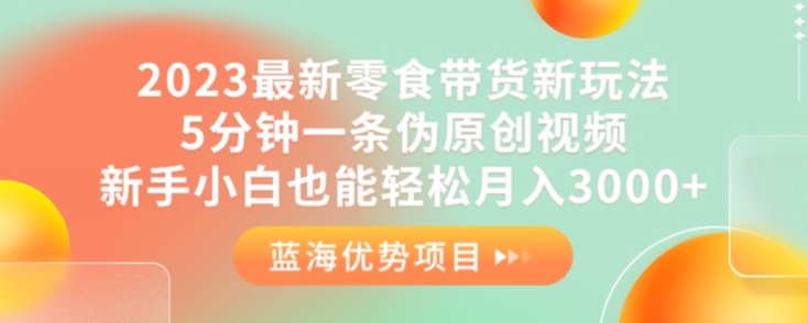 2023最新零食带货新玩法，5分钟一条伪原创视频，新手小白也能轻松月入3000+【揭秘】-微众资源