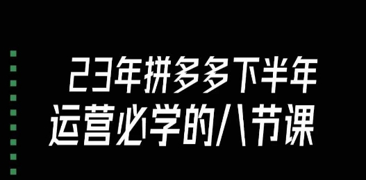 拼多多运营进阶必学，大牙带你掌握23年下半年的高级课程（共18节-微众资源