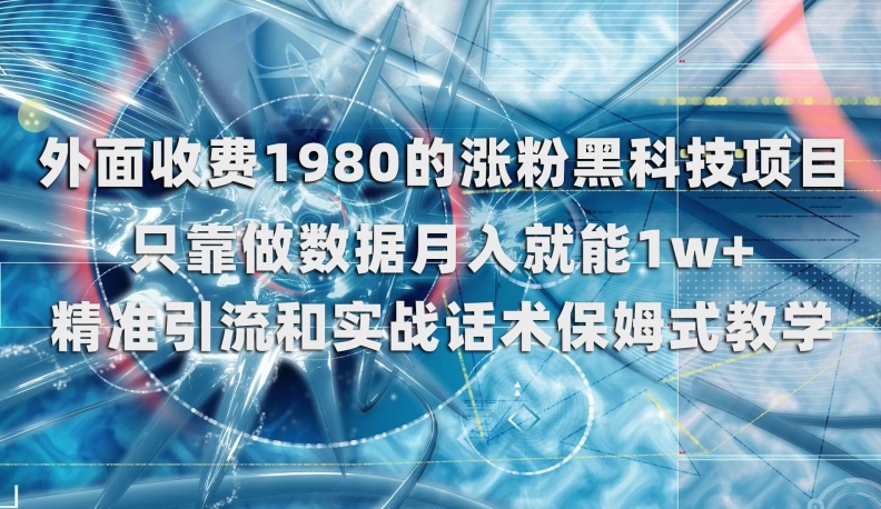 涨粉黑科技项目，只靠做数据月入就能1W+！外面收费1980的秘密玩法！-微众资源