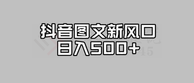 抖音图文最新风口，流量扶持非常高，日入500+【揭秘】/-微众资源