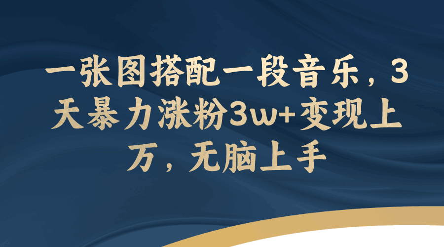 文案号最新玩法，一张图搭配一段音乐，3天暴力涨粉3w+，变现上万，轻松无脑上手！-微众资源