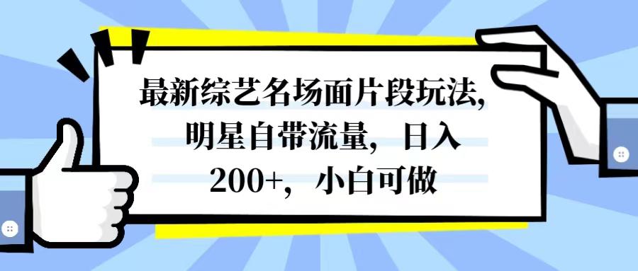 最新综艺名场面片段玩法，明星自带流量，日入200+，小白可做-微众资源