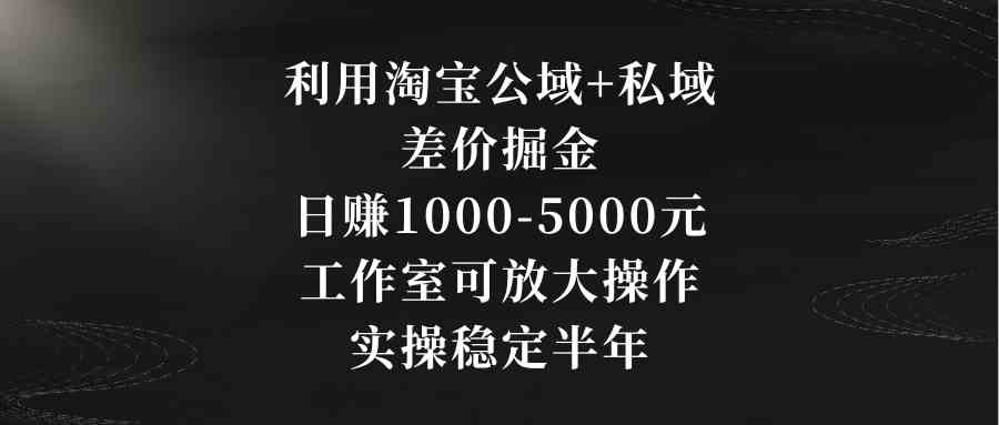 利用淘宝公域+私域差价掘金，日赚1000-5000元，工作室可放大操作，实操稳定半年-微众资源