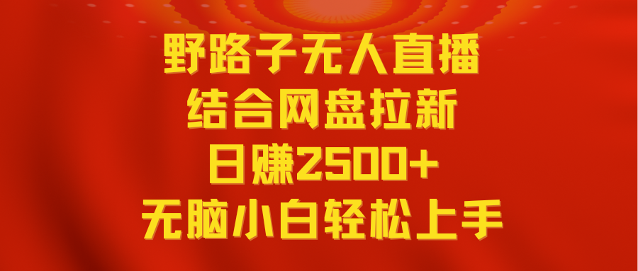 无人直播野路子结合网盘拉新，日赚2500+多平台变现，小白无脑轻松上手操作-微众资源