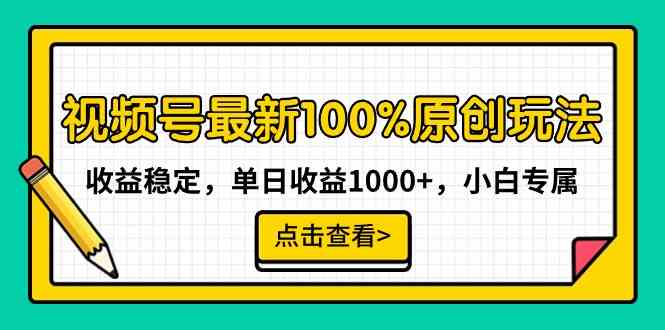 视频号最新100%原创玩法，收益稳定，单日收益1000+，小白专属-微众资源