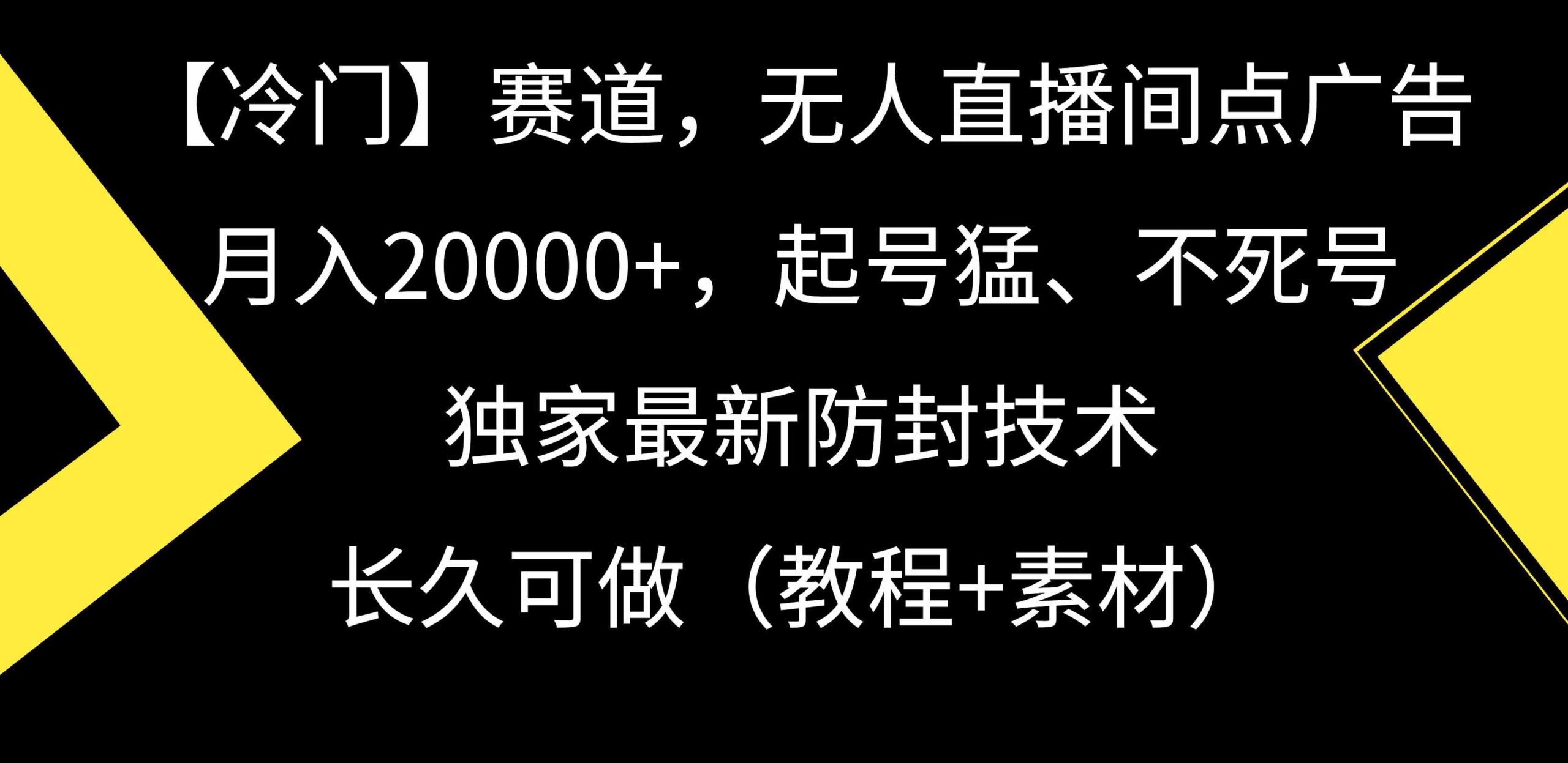 【冷门】赛道，无人直播间点广告，月入20000+，起号猛、不死号，独家最新防封技术，长久可做（教程+素材）-微众资源