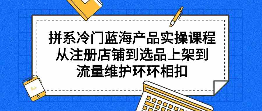 拼系冷门蓝海产品实操课程，从注册店铺到选品上架到流量维护环环相扣-微众资源