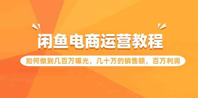 闲鱼电商运营教程：如何做到几百万曝光，几十万的销售额，百万利润-微众资源