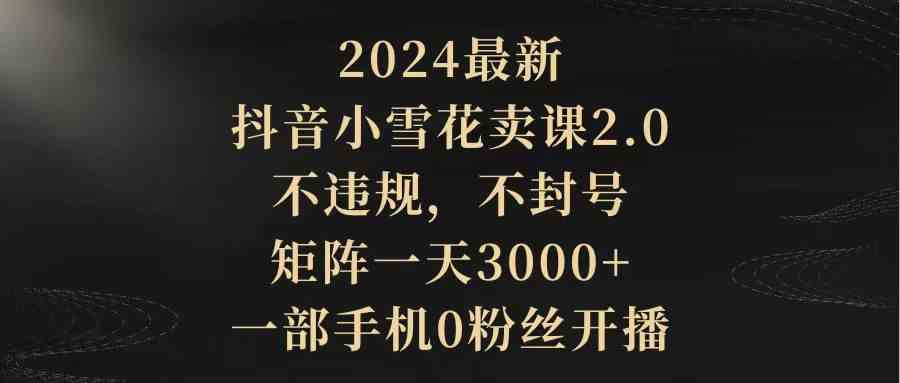 2024最新抖音小雪花卖课2.0 不违规 不封号 矩阵一天3000+（一部手机0粉丝开播）-微众资源