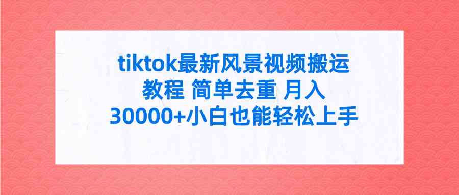 tiktok最新风景视频搬运教程，简单去重，月入30000+（附全套工具）-微众资源