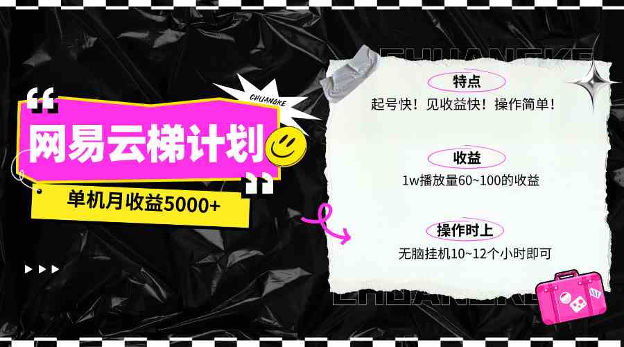 最新网易云梯计划网页版，单机月收益5000+，可放大操作-微众资源