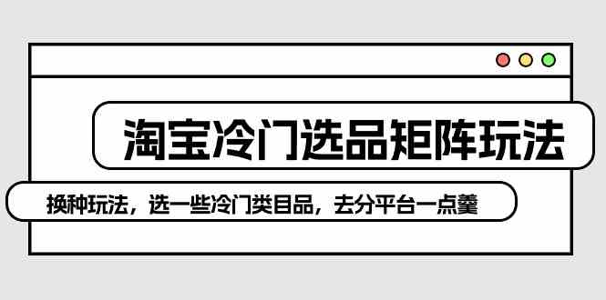 淘宝冷门选品矩阵玩法：换种玩法，选一些冷门类目品，去分平台一点羹-微众资源