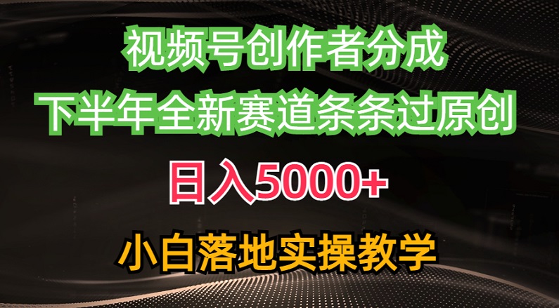 视频号创作者分成最新玩法，日入5000+ 下半年全新赛道条条过原创，小白轻松上手-微众资源