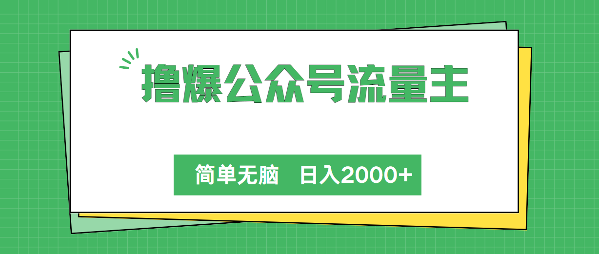 撸爆公众号流量主，简单无脑，单日变现2000+-微众资源