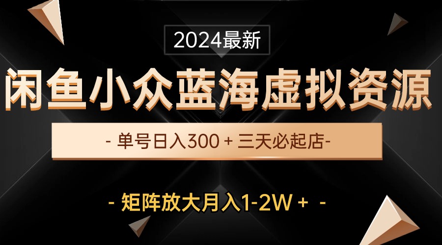 最新闲鱼小众蓝海虚拟资源，单号日入300＋，三天必起店，矩阵放大月入1-2W-微众资源