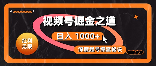 红利无限，视频号掘金之道，深度解析起号爆流秘诀，轻松实现日入1000+-微众资源