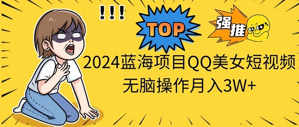 2024蓝海项目QQ美女短视频无脑操作月入3W+-微众资源