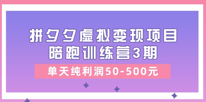 某收费培训《拼夕夕虚拟变现项目陪跑训练营3期》单天纯利润50-500元-微众资源