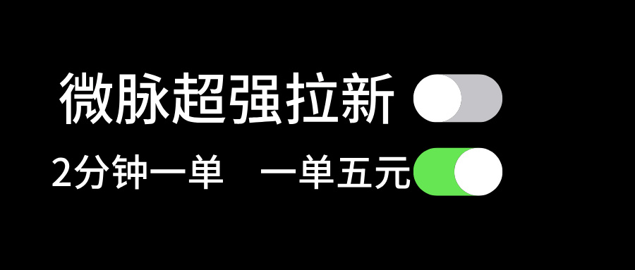 微脉超强拉新， 两分钟1单， 一单利润5块，适合小白-微众资源