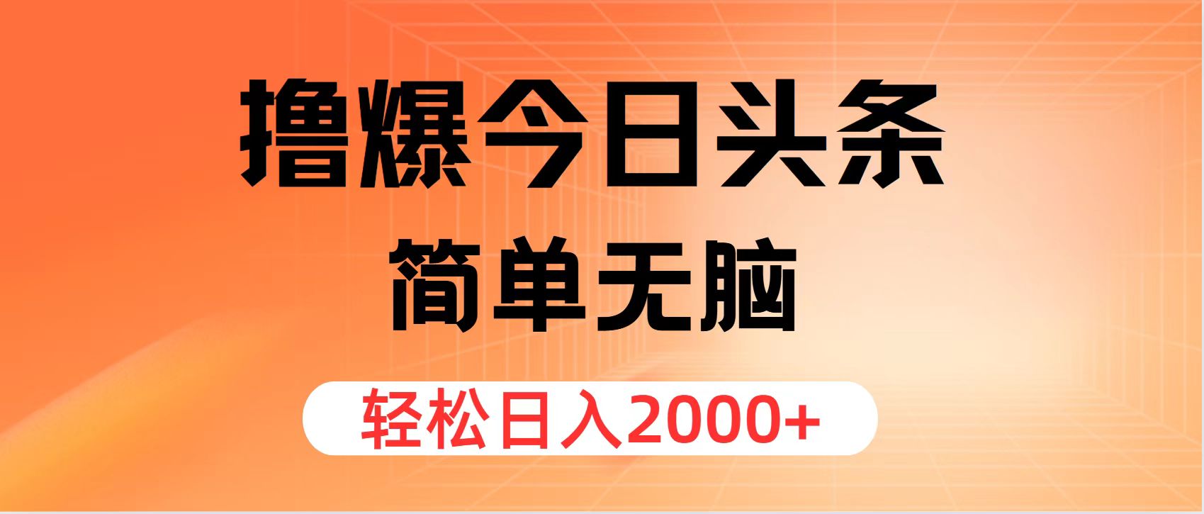 撸爆今日头条，简单无脑，日入2000+-微众资源