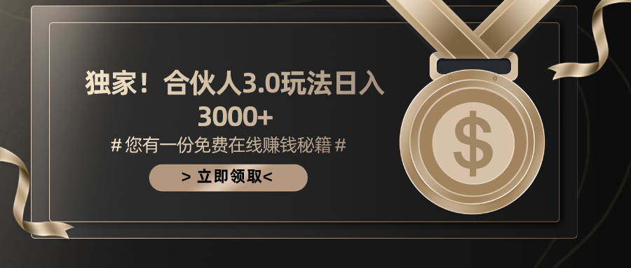 游戏合伙人3.0，日入3000+，无限扩大的蓝海项目-微众资源
