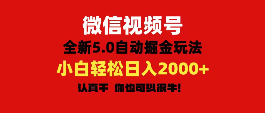 微信视频号变现，5.0全新自动掘金玩法，日入利润2000+有手就行-微众资源