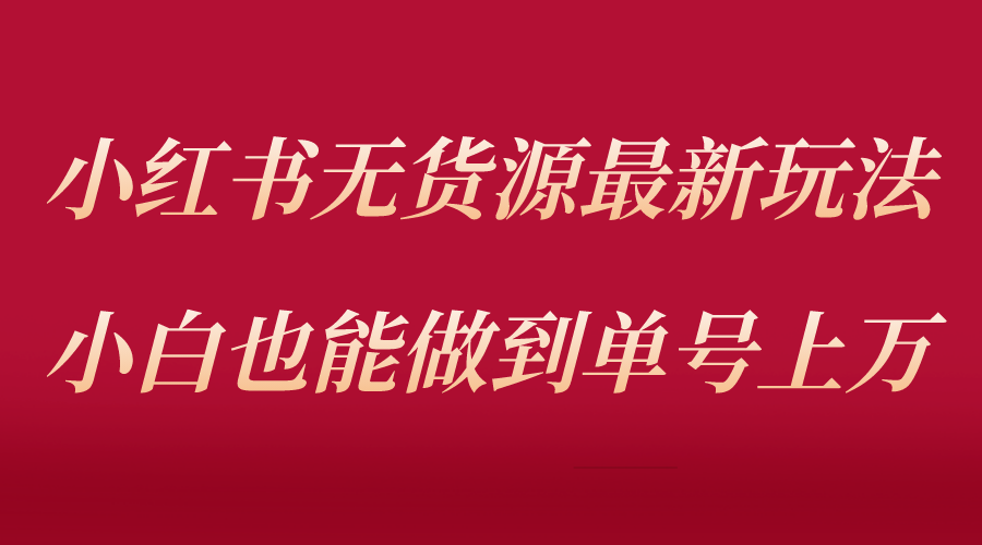 小红书无货源最新螺旋起号玩法，电商小白也能做到单号上万（收费3980）-微众资源
