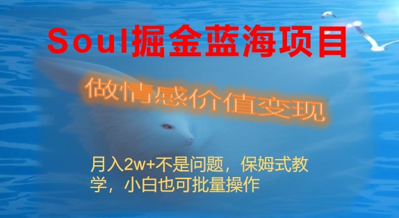 Soul掘金蓝海项目细分赛道，做情感价值变现，月入2w+不是问题-微众资源