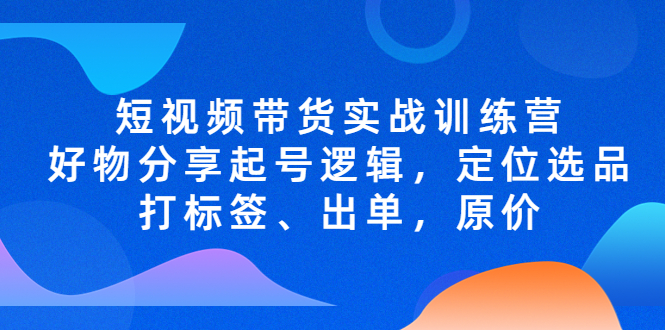 短视频带货实战训练营，好物分享起号逻辑，定位选品打标签、出单，原价-微众资源