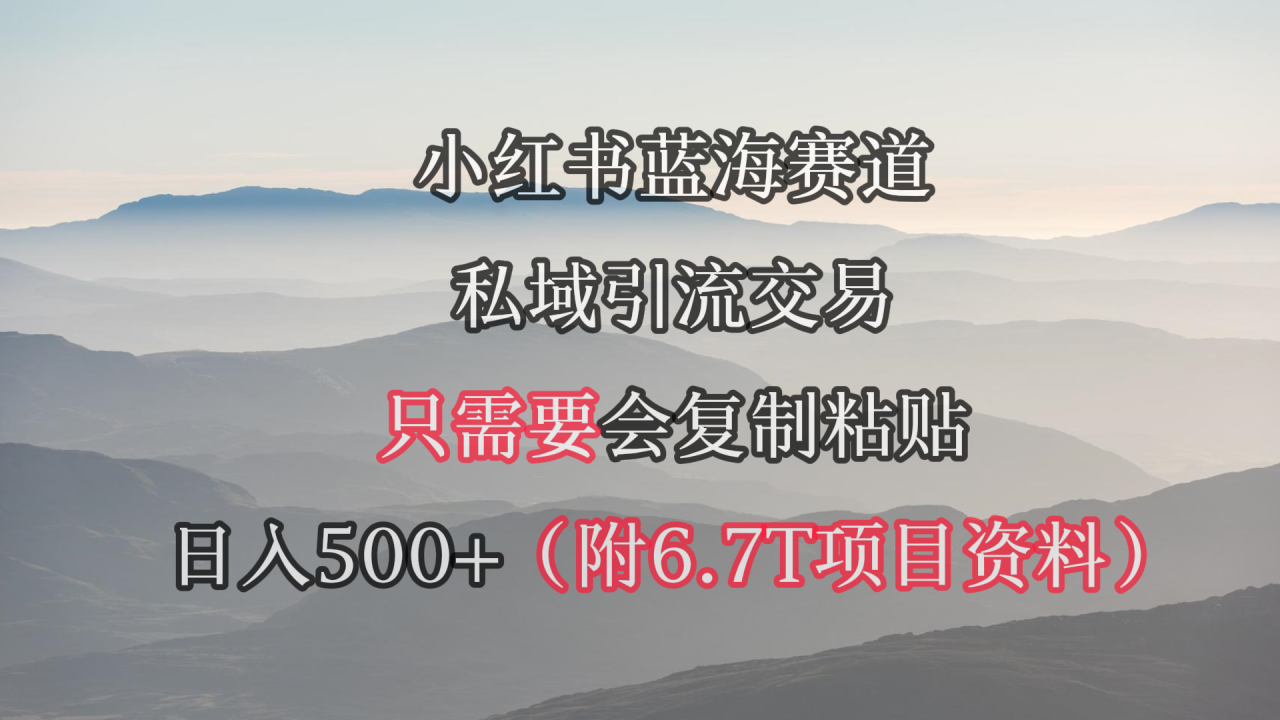 小红书短剧赛道，私域引流交易，会复制粘贴，日入500+（附6.7T短剧资源）-微众资源