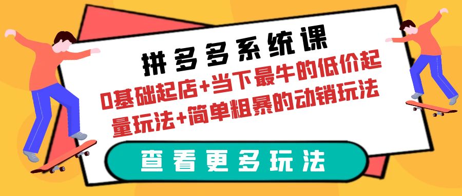 拼多多系统课：0基础起店+当下最牛的低价起量玩法+简单粗暴的动销玩法-微众资源