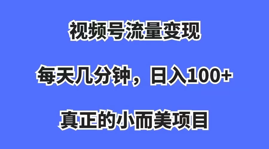 视频号流量变现，每天几分钟，收入100+，真正的小而美项目-微众资源