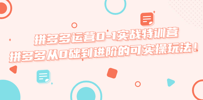 拼多多运营0-1实战特训营，拼多多从0础到进阶的可实操玩法！-微众资源