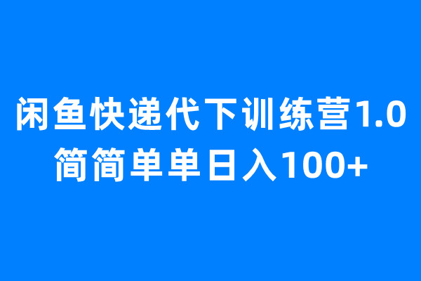 闲鱼快递代下训练营1.0，简简单单日入100+-微众资源