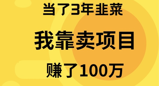 当了3年韭菜，我靠卖项目赚了100万-微众资源