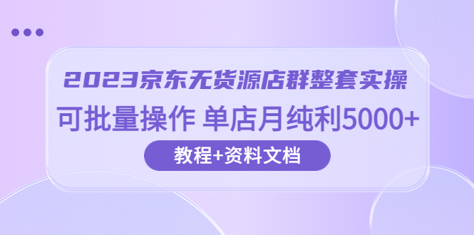 2023京东-无货源店群整套实操 可批量操作 单店月纯利5000+63节课+资料文档-微众资源