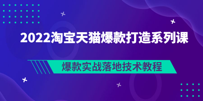 2022淘宝天猫爆款打造系列课：爆款实战落地技术教程（价值1980元）-微众资源