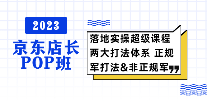 2023京东店长·POP班 落地实操超级课程 两大打法体系 正规军&非正规军-微众资源