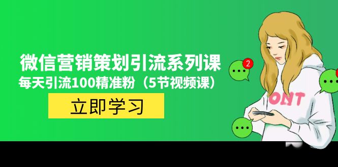 价值百万的微信营销策划引流系列课，每天引流100精准粉（5节视频课）-微众资源