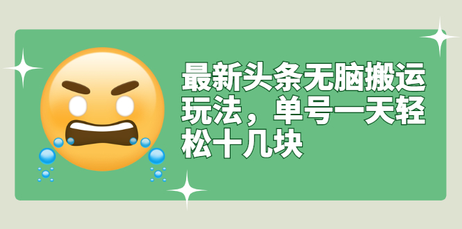 最新头条无脑搬运玩法，单号一天轻松十几块【视频教程+搬运软件】-微众资源