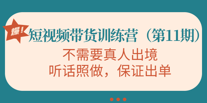 短视频带货训练营，不需要真人出境，听话照做，保证出单-微众资源