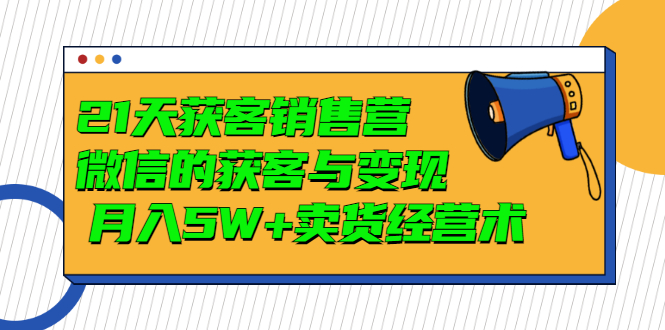 21天获客销售营，带你微信的获客与变现  月入5W+卖货经营术-微众资源