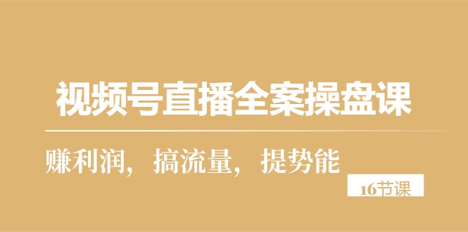视频号直播全案操盘课，赚利润，搞流量，提势能（16节课）-微众资源