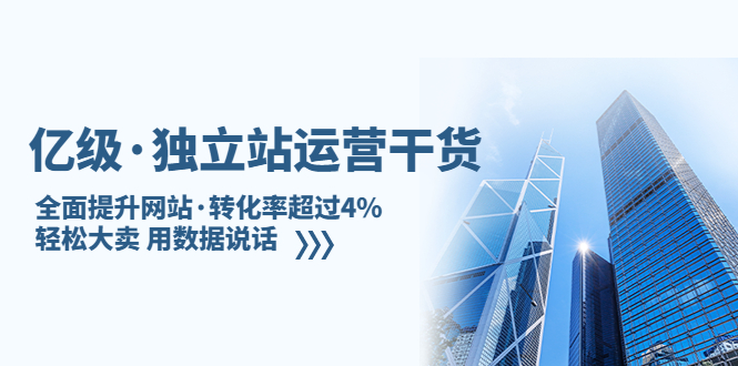 亿级·独立站运营干货：全面提升网站·转化率超过4%，轻松大卖 用数据说话-微众资源